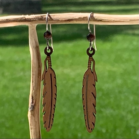 Natural Harmony Jewelry - Earrings, Feathers, Carved Wood, Boho 3/$30